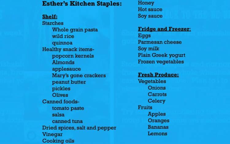Esther Granville shares her list of pantry staples during a Food Matters webinar.