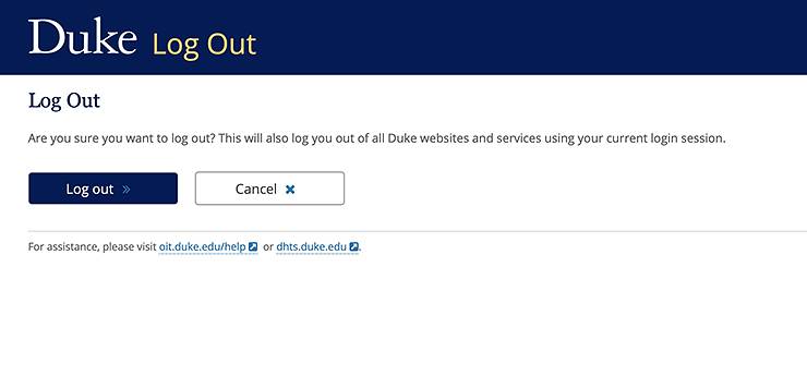 Duke's log out page.
