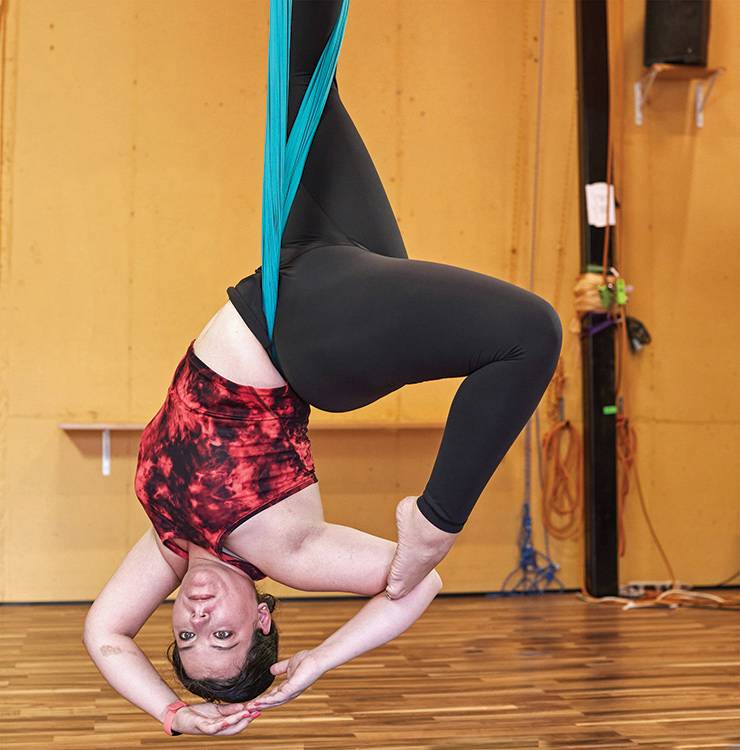 While adjusting to a new city, job and life in a pandemic, Lorelei Evans found aerial yoga. Photo by Justin Cook.