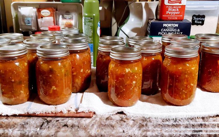 Patty Hight and Tammy Kim enjoy canning and created jars of salsa over the summer. Photo courtesy of Patty Hight.