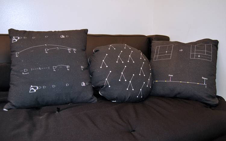 Black pillows on a couch.