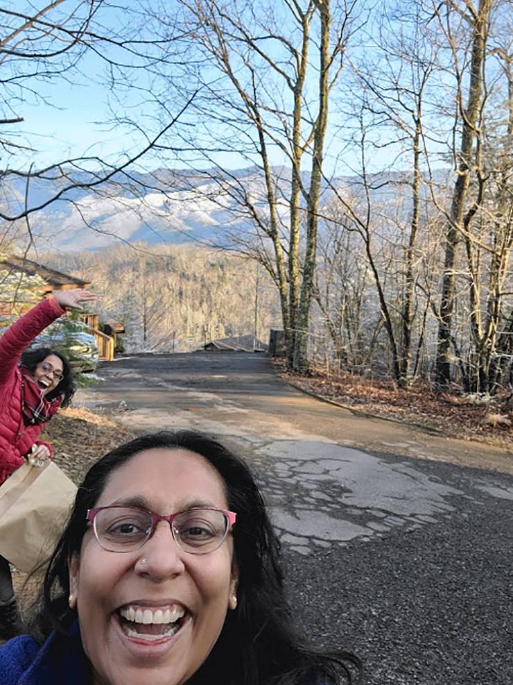 Sharlini Sankaran, right, and her sister, left, took a trip to Gatlinburg, Tennessee earlier this year. Photo courtesy of Sharlini Sankaran.