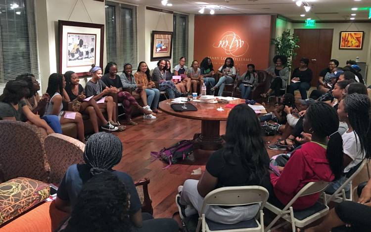 Students gather in the Mary Lou Williams Center for a discussion in the fall of 2019. Photo courtesy of the Mary Lou Williams Center for Black Culture.