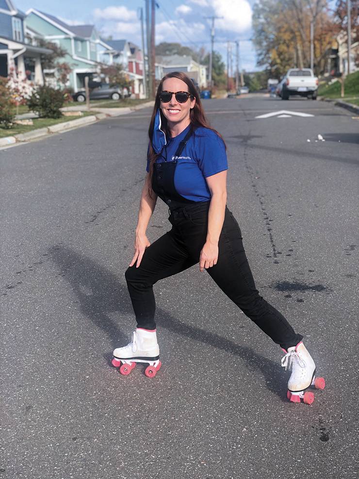 On nice days, you might find Tara Ilsley zipping around Durham on roller skates. Photo courtesy of Tara Ilsley.