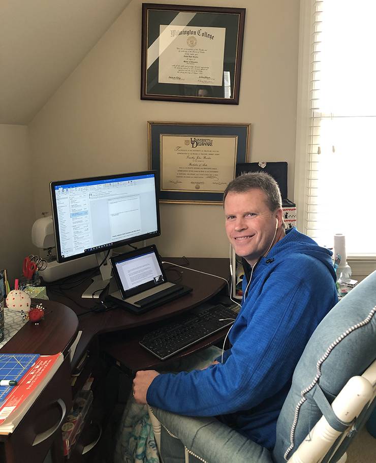 Tim Breslin works from his home office in Holly Springs. Photo courtesy of Tim Breslin.