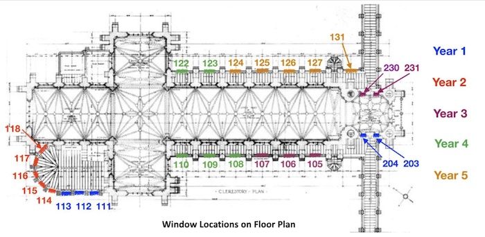 Chapel Window Locations Floor plan