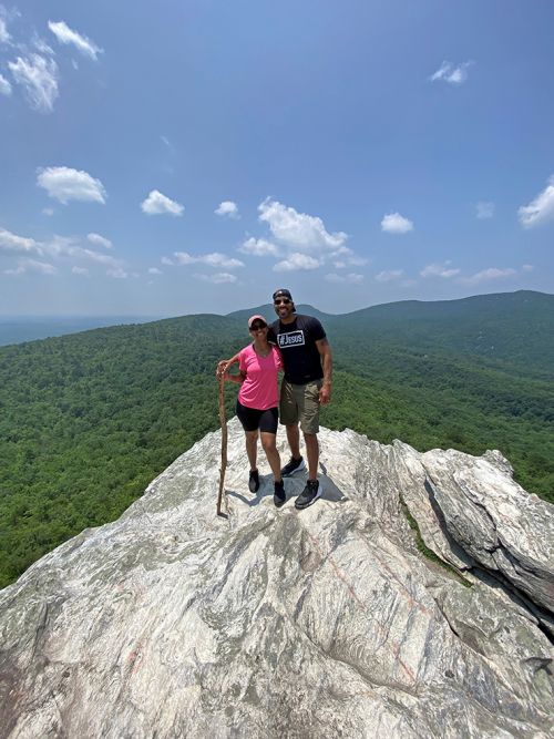 A couple on a mountain
