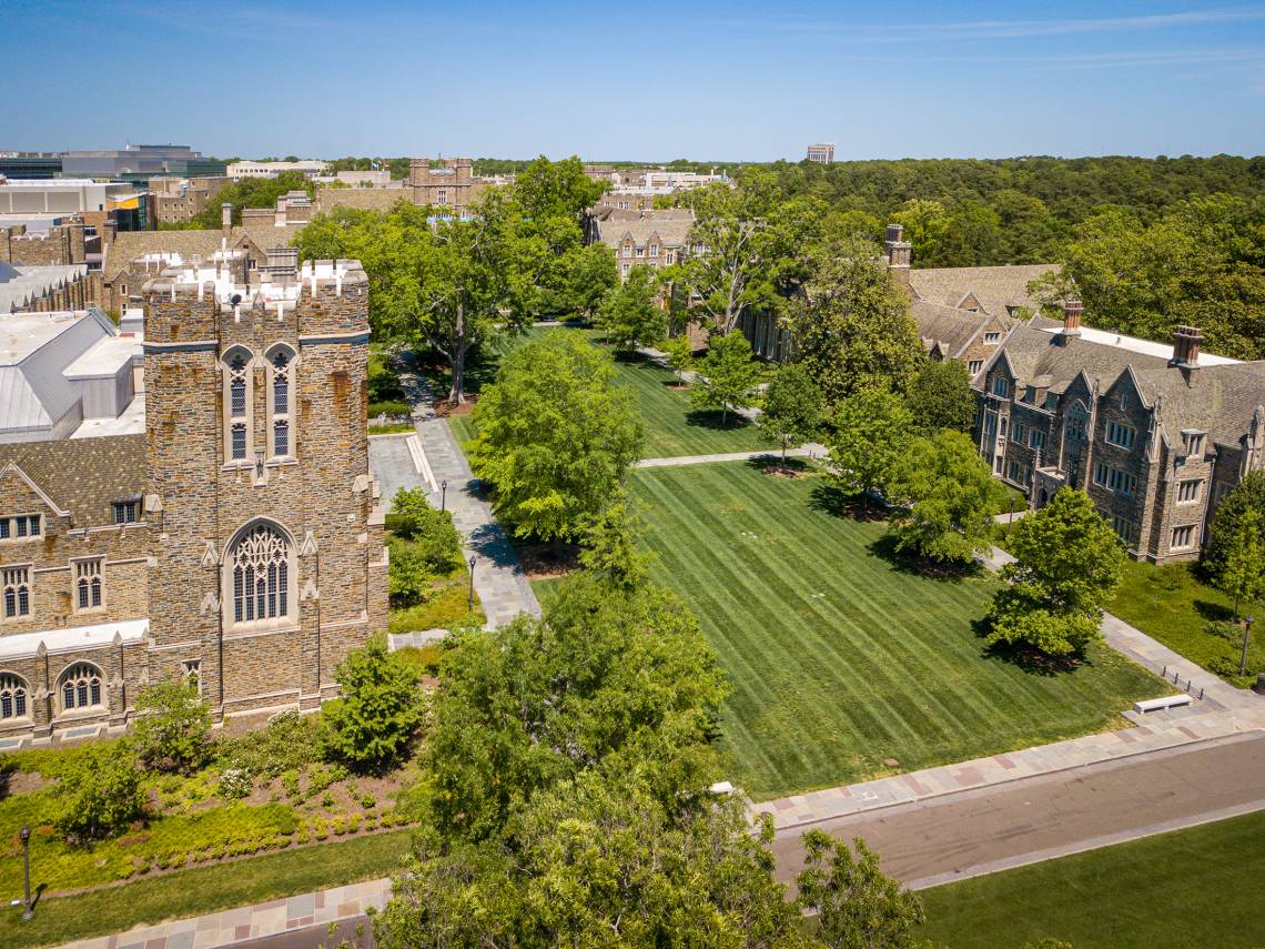 Aerial of Duke University showing Abele Quad