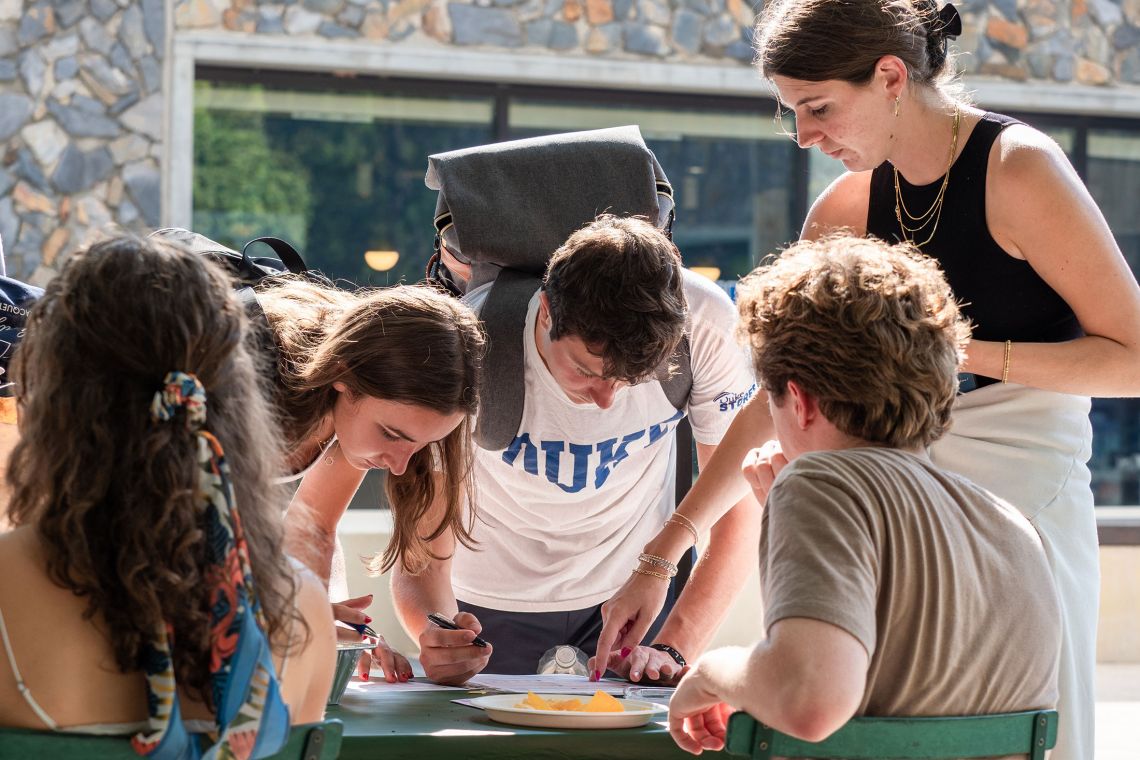 Duke students registering to vote in a campus voter registration drive. Photo by Bill Snead