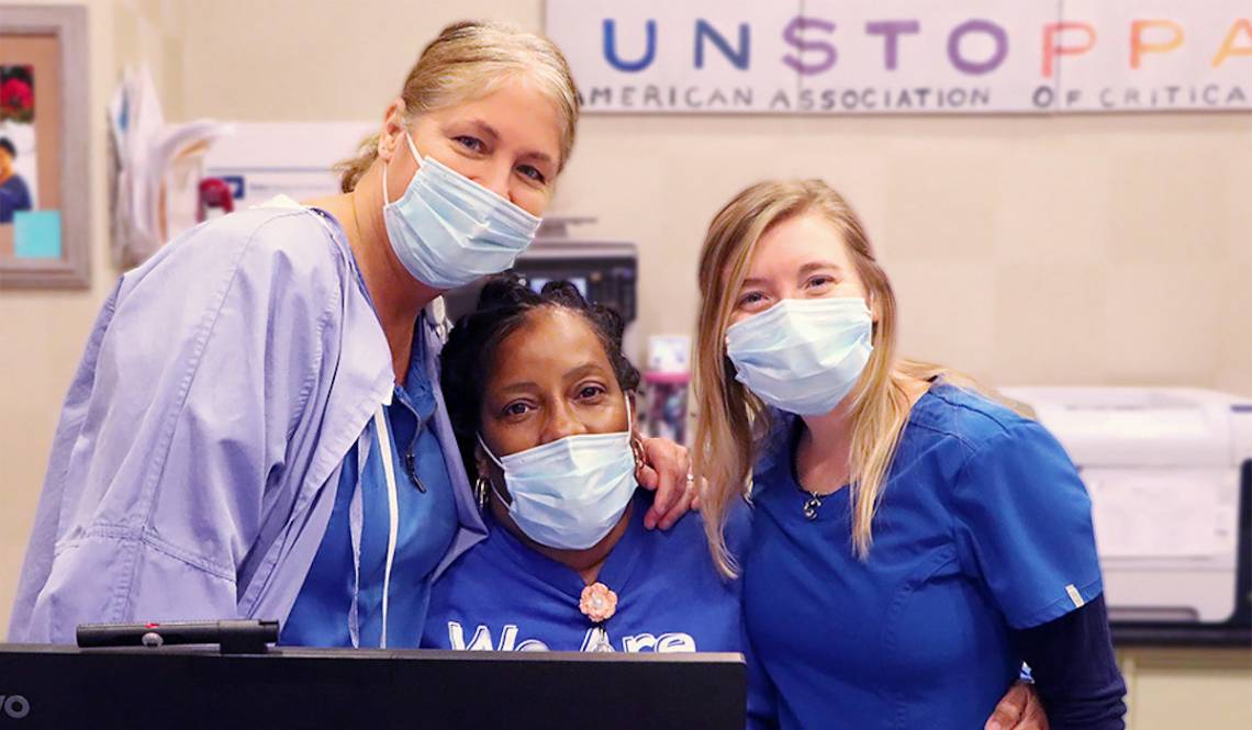 From left to right: Melanie Campbell, Claudette Suiter and KC Cherveny. Photo by April Dudash, Duke Regional Hospital.