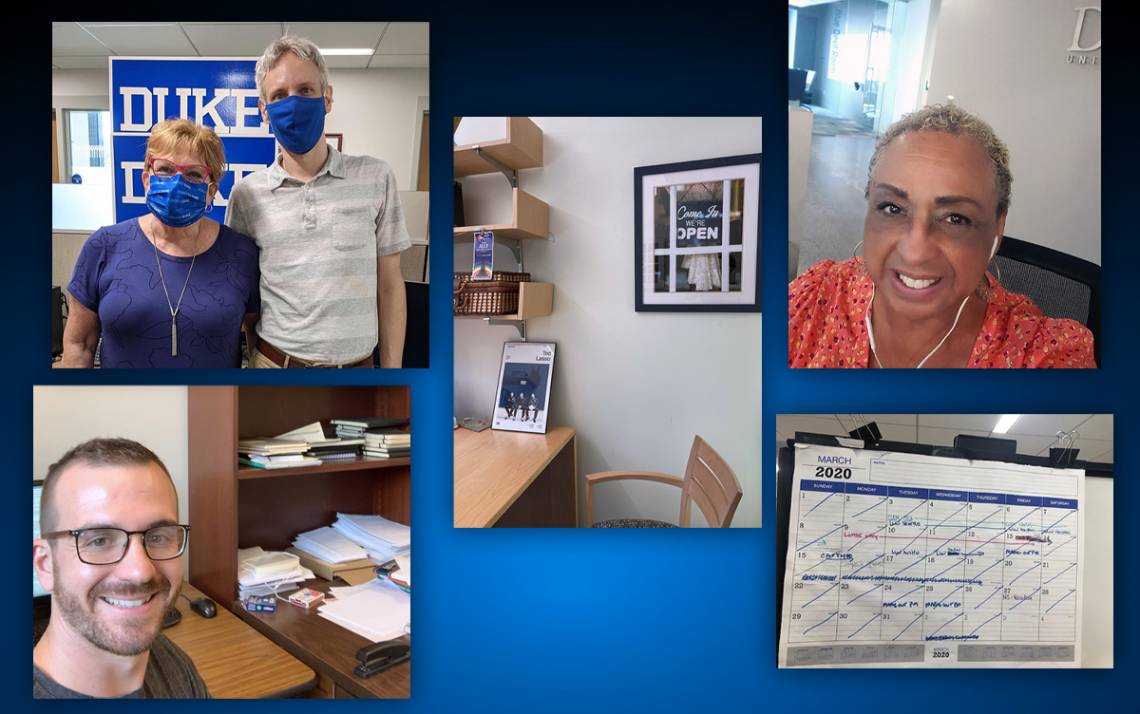 Clockwise from top left: Bety Irvin and Mark Wienants, Suzanne Valdivia's office, Mercedes Bowman,  and untouched calendar, and Spencer Leslie. Submitted photos.