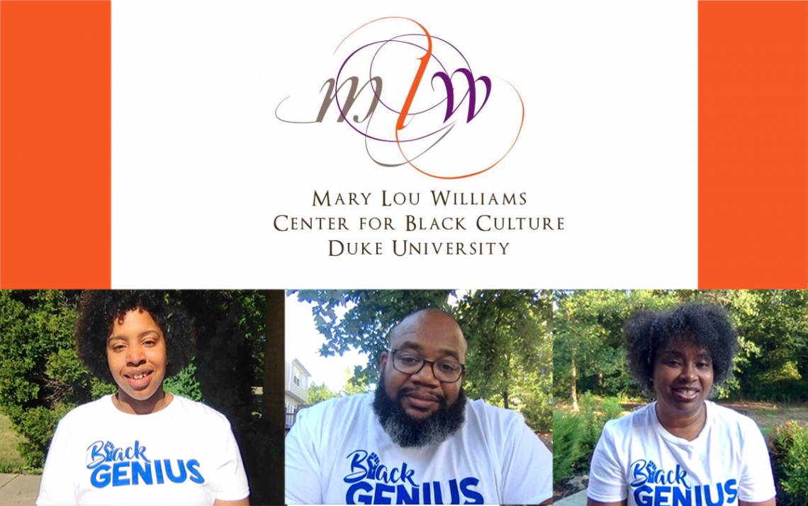 Left to right: Brie Starks, Quinton Smith and Chandra Guinn work to preserve and share Black culture and history at Duke at the Mary Lou Williams Center for Black Culture. Photo courtesy of the Mary Lou Williams Center.