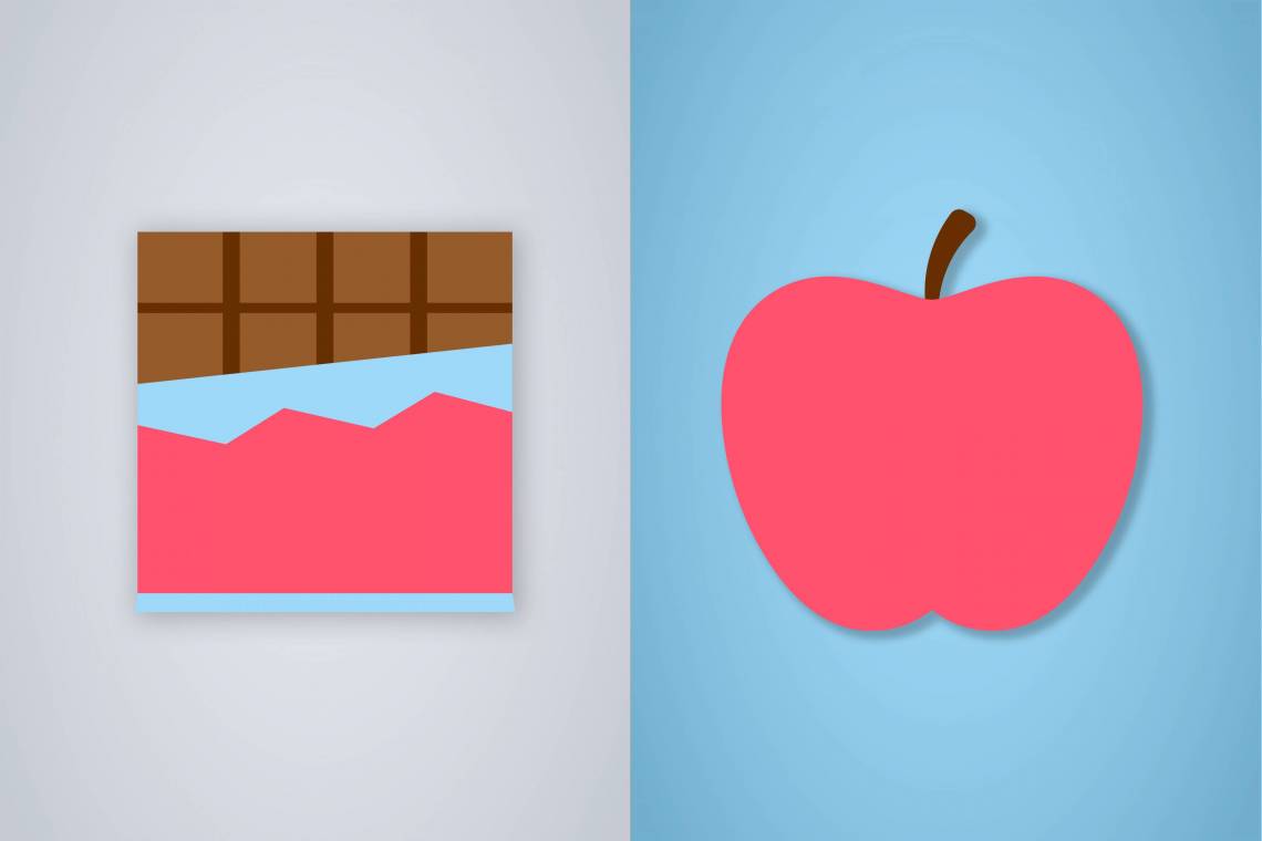 graphic image of an Apple and a Kit Kat