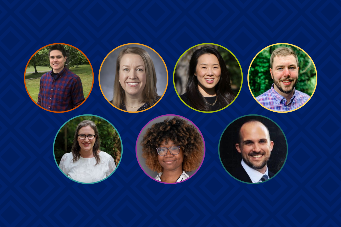 The academic guides, in order from upper left to bottom right: Chase Black, Debbie Hughes, Katherine Jo, Joshua Sipe, Sarah Eisensmith, Erica Wallace, and Thomas N. Phillips