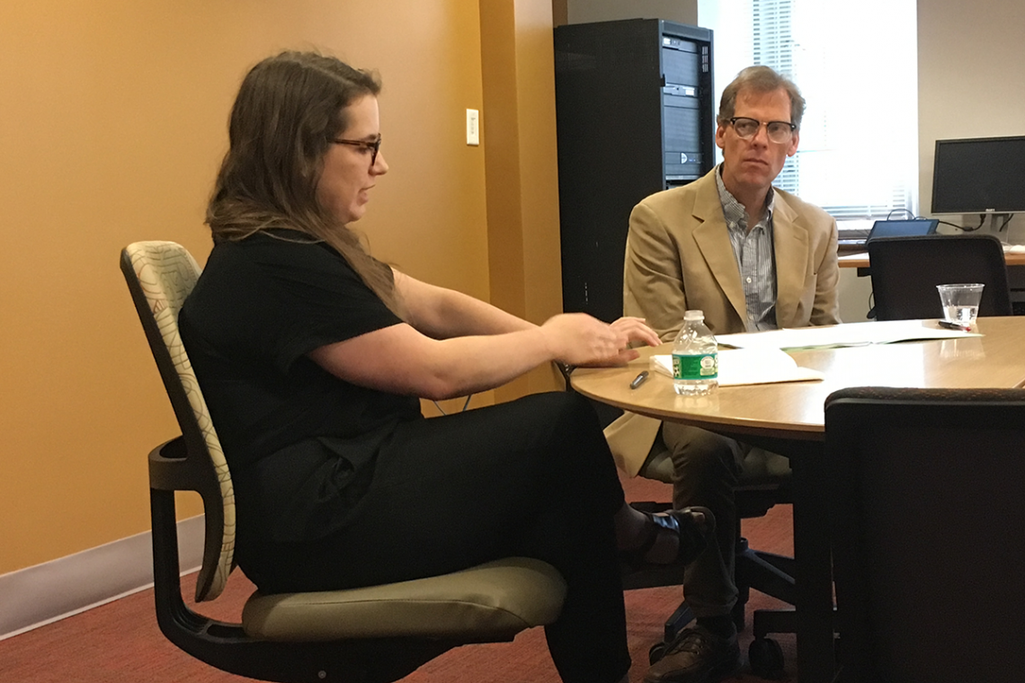 Briana Nofil T'12 and history professor Gunther Peck discuss the history of immigrant detention.