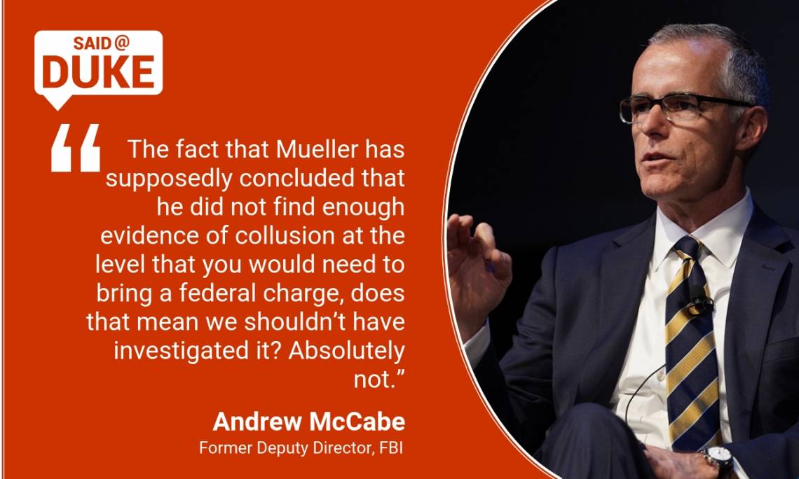 Andrew McCabe on The FBI, Trump, Mueller