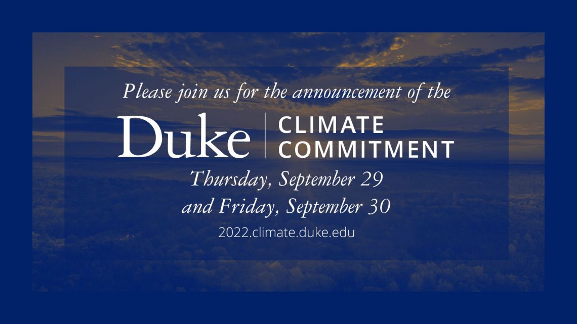 Announcement for Duke Climate Commitment events on September 29 and 30