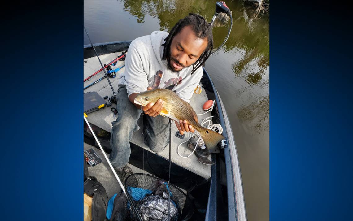 Courtland Williams holds a red drum he caught on the New River. Photo courtesy of Courtland Williams.
