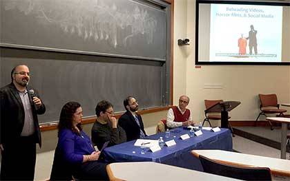 Omid Safi discusses the rise of ISIS during a faculty panel discussion Wednesday.