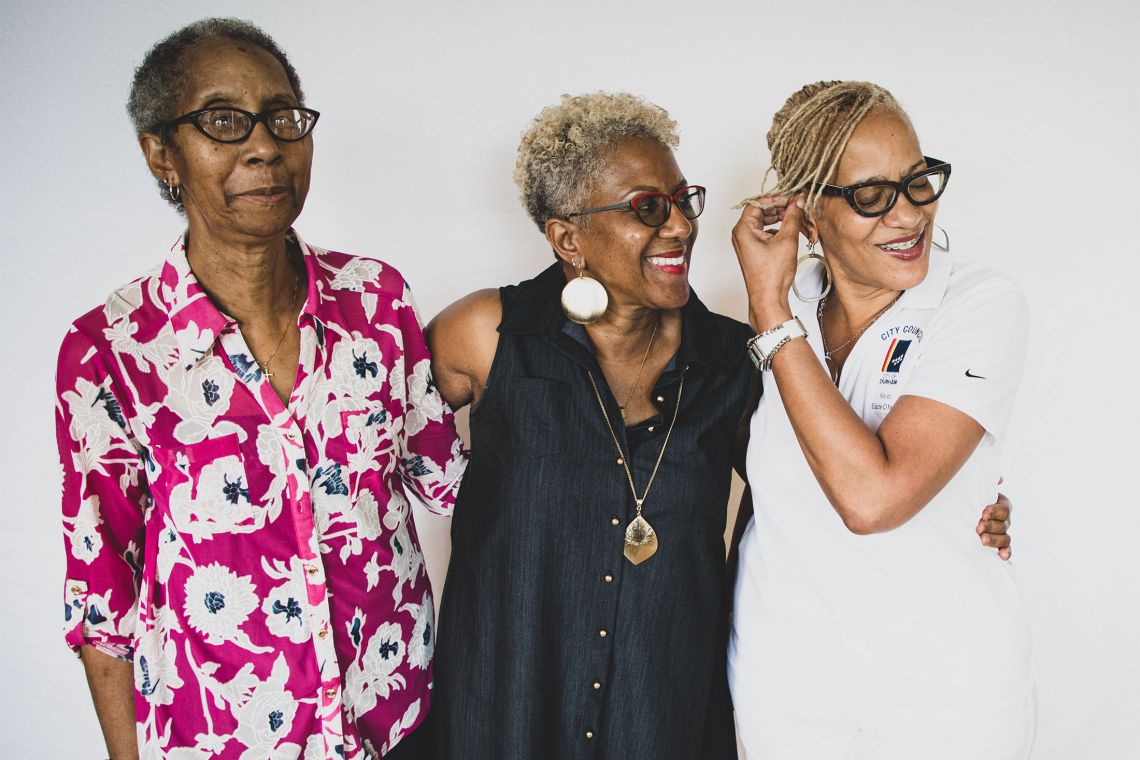 Sisters Eileen O'Neal, 73, Eunice O’Neal, 66, and Durham Mayor Elaine O’Neal, 60, grew up in West End. Photo by Jamaica Gilmer