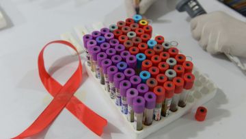 graphic of HIV vials