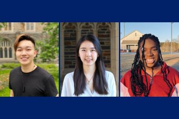 2022 Faculty Scholars: Patrick Duan, Jenny Huang and Dinachi Okonkwo.