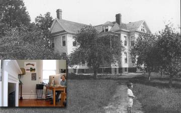 For more than a century, the building now known as the Lyndhurst House has stood near Duke's East Campus. What was once a residence, shown here in the early 20th century, is now an office, shown in the inset.