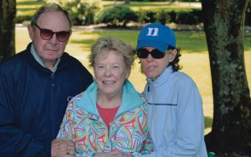 For Debra Kelly, right, the Duke Family Support Program was a valuable resource as her parents, George, left, and Pat, center, grew older. Photo courtesy of Debra Kelly.