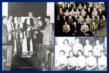 photo montage of scenes from Jewishlife in the 1950s
