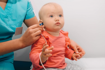 stock image of baby at a medical checkup