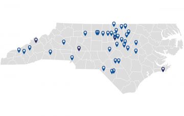Map of North Carolina.