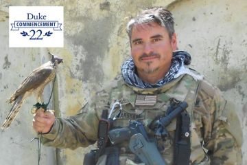 David Marshall. with falcon in Afghanistan
