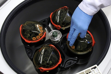 centrifuge containing viral material in a Duke lab