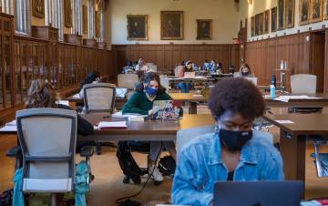 Students work in the Rubenstein Rare Book & Manuscript Library's Gothic Reading Room. Photo courtesy of University Communications.