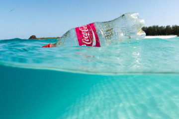coke bottle in ocean