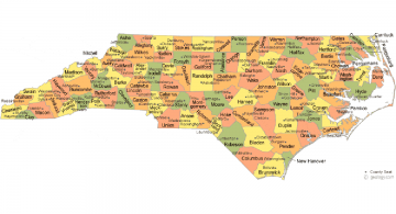 North Carolina state county map