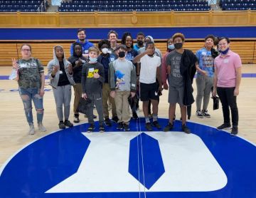 Eric Yeats and members of his robotics club visited Cameron Indoor Stadium on May 10. (Photo courtesy of Yeats)